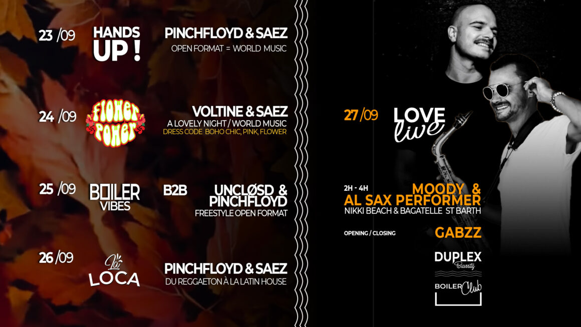 LINE UP DU 23 AU 27/09 !