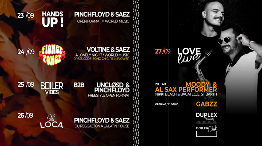 LINE UP DU 23 AU 27/09 !