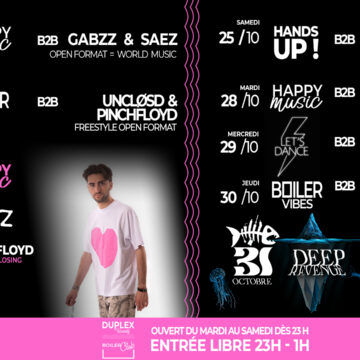 LINE UP VACANCES DE LA TOUSSAINT