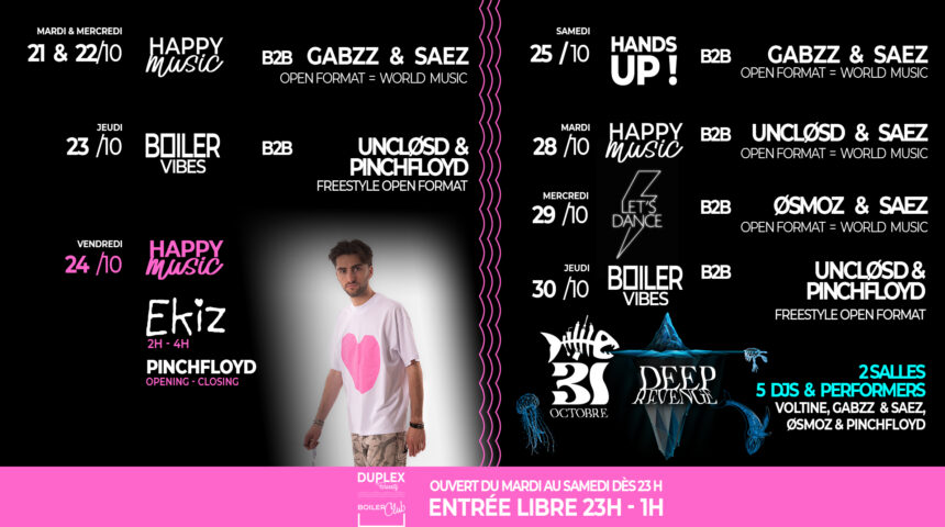 LINE UP VACANCES DE LA TOUSSAINT
